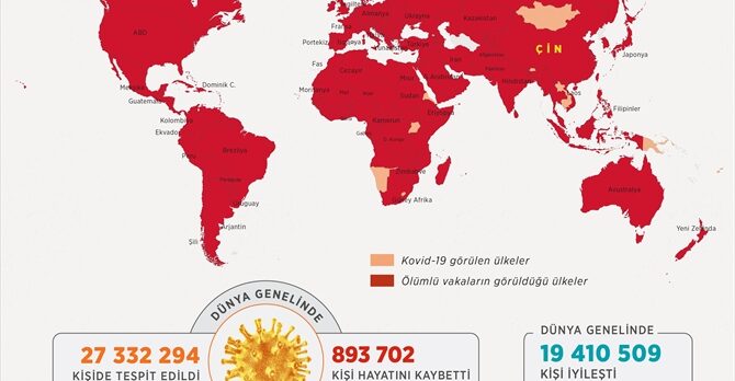 GRAFİKLİ – Dünya genelinde Kovid-19 tespit edilen kişi sayısı 27 milyon 296 bini geçti