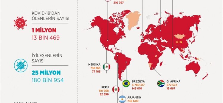 GRAFİKLİ – Dünya genelinde Kovid-19 tespit edilen kişi sayısı 33 milyon 844 bini aştı