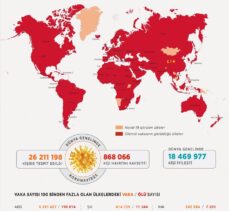 Dünya genelinde Kovid-19 vaka sayısı 26 milyonu aştı