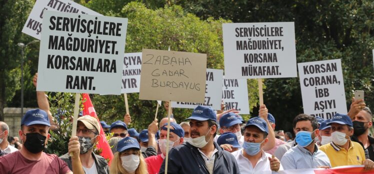 Taksiciler ve servisçiler İBB yönetimini protesto etti