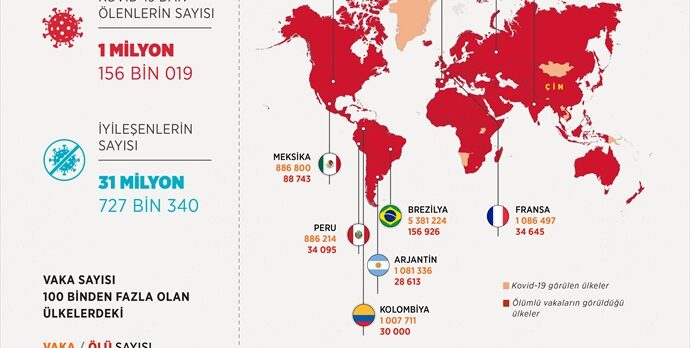 Dünya genelinde Kovid-19 vaka sayısı 43 milyonu aştı