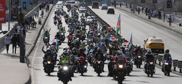 İstanbul'da motosikletlilerden Azerbaycan'a destek konvoyu