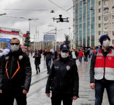 Beyoğlu'nda drone destekli Kovid-19 denetimi yapıldı