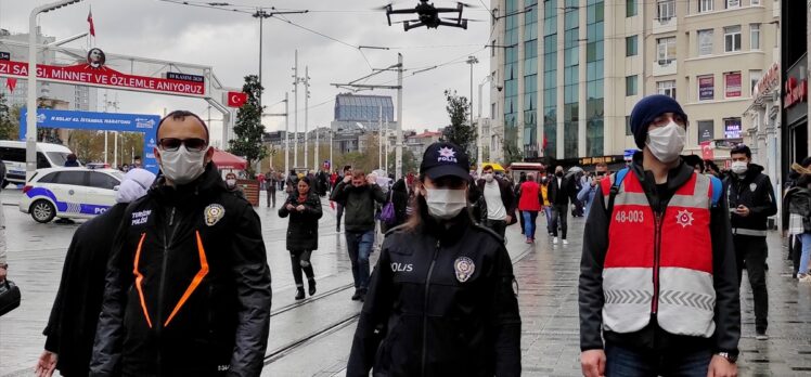 Beyoğlu'nda drone destekli Kovid-19 denetimi yapıldı