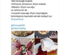 Gastronomi şehri Afyonkarahisar'ın İl Emniyet Müdürlüğünden “trafik cezası yeme” paylaşımı beğeni topladı