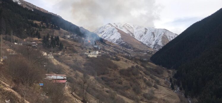 GÜNCELLEME – Rize'de Gölyayla köyünde çıkan yangına müdahale ediliyor