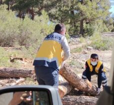 Denizli'de hastaya ulaşmak için yoldaki odunları temizleyen sağlık ekibinin çabası kameraya yansıdı