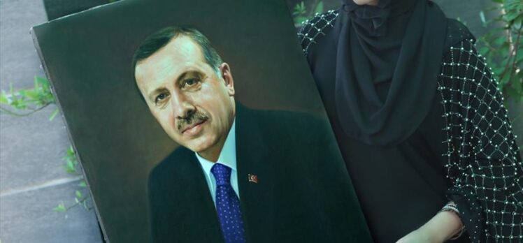 Keşmirli ressam Cumhurbaşkanı Erdoğan'ın portresini yaptı