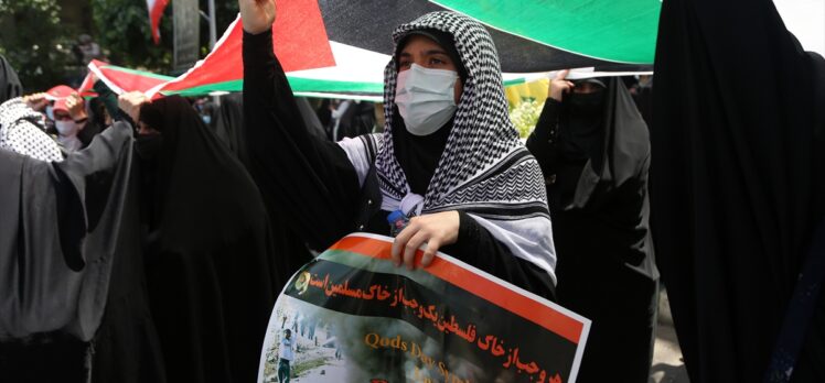 İran'ın başkenti Tahran'da Filistin'e destek gösterisi yapıldı