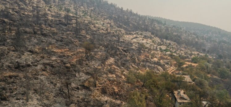 Antalya'da orman işçilerinin şehit olduğu yangın alanı havadan görüntülendi