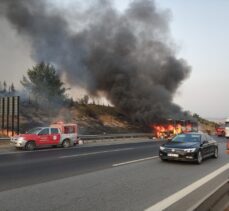 Mersin'de seyir halindeki yolcu otobüsü yandı