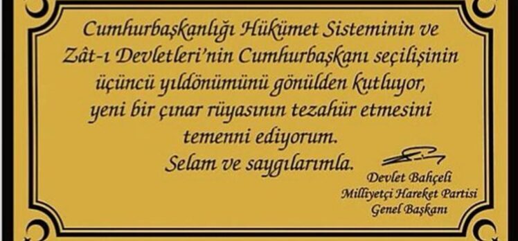 MHP Genel Başkanı Bahçeli, Cumhurbaşkanı Erdoğan'a çınar fidanı hediye etti