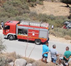 Bodrum'da dere yatağına devrilen otomobilin sürücüsü öldü