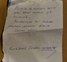 Kırklareli'nde yangın bölgeleri için getirilen yardım kolilerinden çıkan not ve mektuplar duygulandırdı