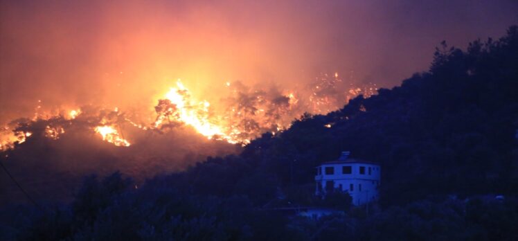 Milas'ta ormanlık alanda çıkan yangın kontrol altına alınmaya çalışılıyor
