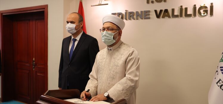 Diyanet İşleri Başkanı Erbaş, Edirne Valisi Canalp'ı ziyaret etti