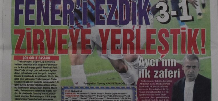 Trabzon yerel basınında Fenerbahçe maçının yansımaları