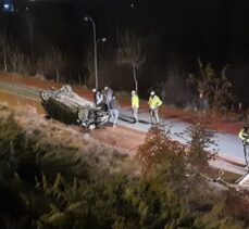 Karabük'te bisiklet yoluna düşen otomobilin sürücüsü yaralandı