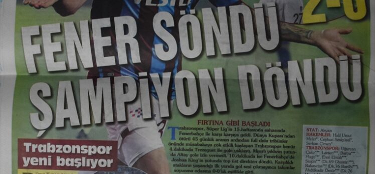 Trabzon yerel basını Trabzonspor'un Fenerbahçe galibiyetini manşetlerine taşıdı