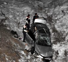 Depremzedelerin bulunduğu otomobilin şarampole devrildiği kazada 6 kişi yaralandı