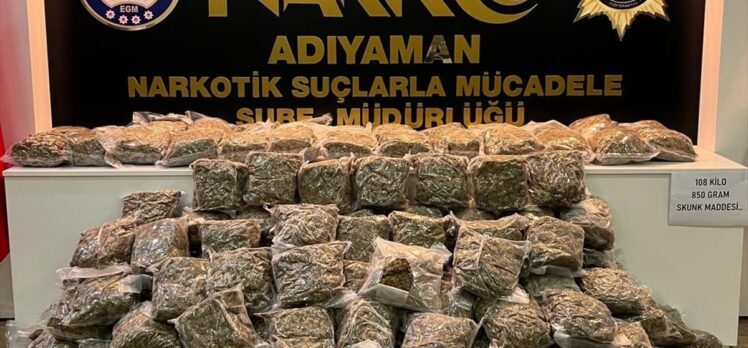 Adıyaman'da 108 kilo 850 gram skunk ele geçirildi