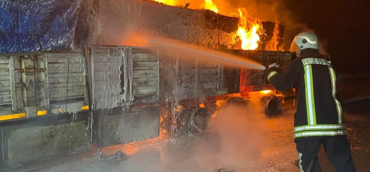 Mersin'de seyir halinde alev alan tır yandı