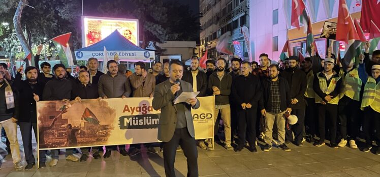 İsrail'in abluka altındaki Gazze'ye saldırıları Çorum ve Samsun’da protesto edildi