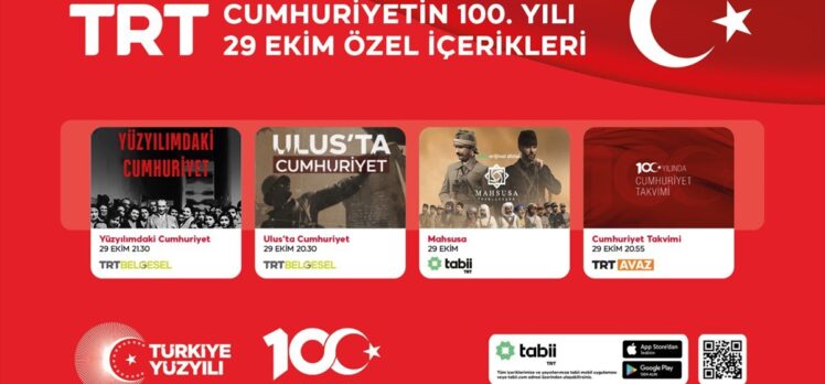 TRT'den Cumhuriyet'in 100. yılına özel içerikler