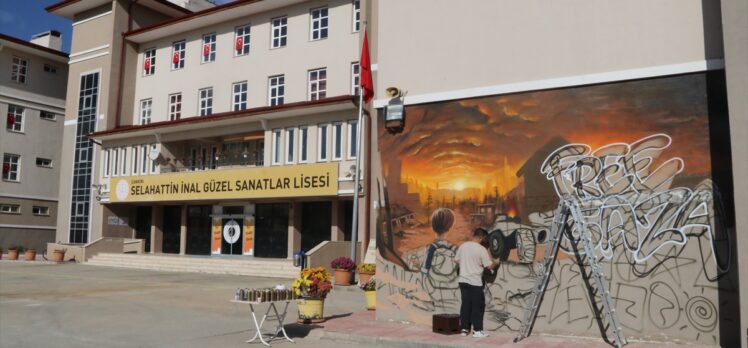 Çankırı'da grafiti sanatıyla Filistin'deki acıya dikkat çekildi