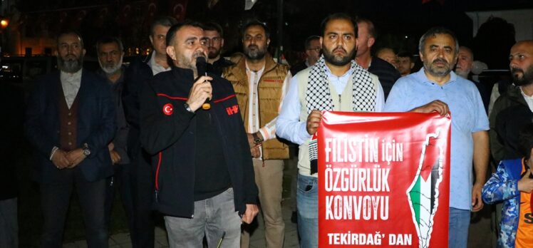 İHH üyeleri İncirlik Üssü'ne gitmek için Tekirdağ'dan yola çıktı