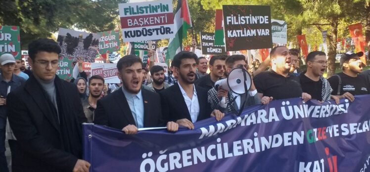 Marmara Üniversitesi öğrencilerinden Filistin'e destek yürüyüşü