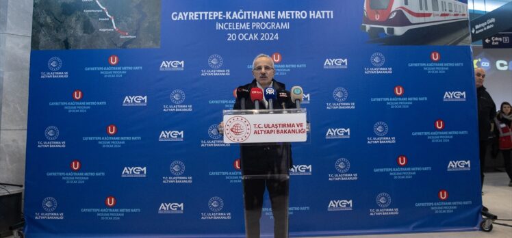 Bakan Uraloğlu, İstanbul Havalimanı metro hattının Gayrettepe istasyonunda incelemelerde bulundu: