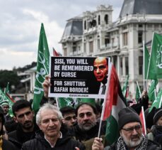 İstanbul'da Mısır'a yönelik Refah Sınır Kapısı protestosu