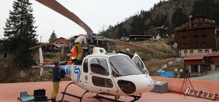 Çengel boynuzlu dağ keçileri için Kaçkarlar'a helikopterle yem taşındı