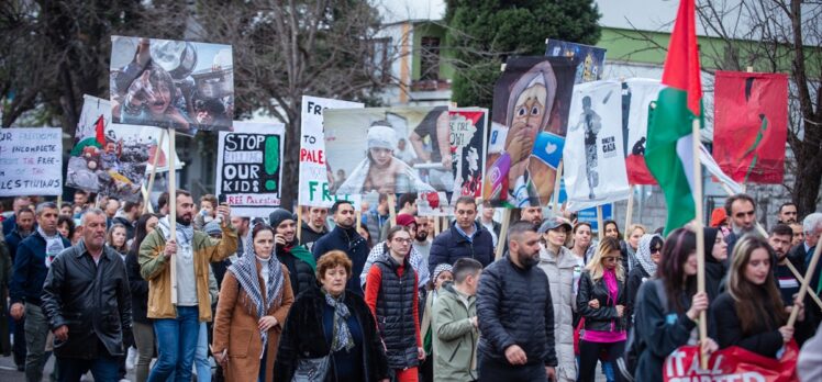 Karadağ'da İsrail'in Gazze'ye yönelik saldırıları protesto edildi