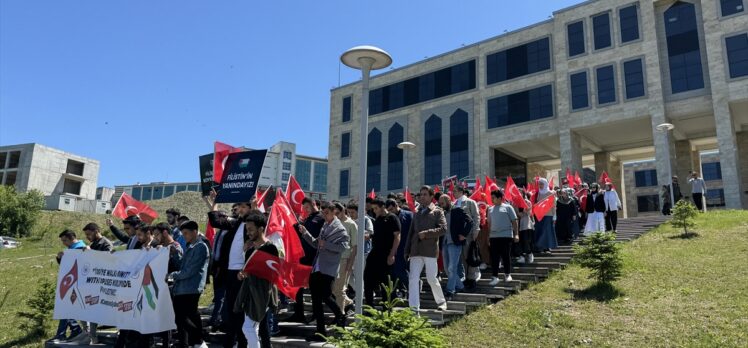 Bartın'da üniversiteliler İsrail'in Gazze'ye yönelik saldırılarını protesto etti