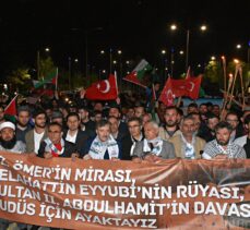 İsrail'in Gazze'ye yönelik saldırıları Erzurum'da protesto edildi