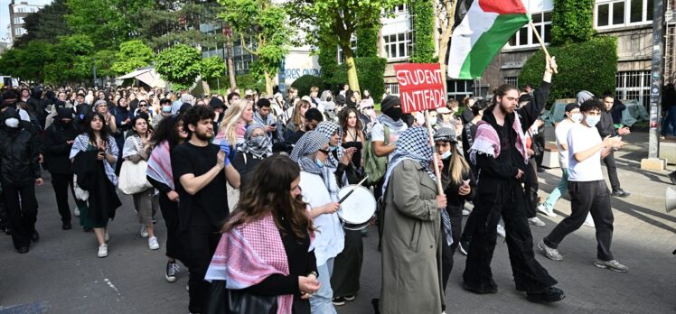 Belçika'da üniversite öğrencilerinden Filistin'e destek gösterisi