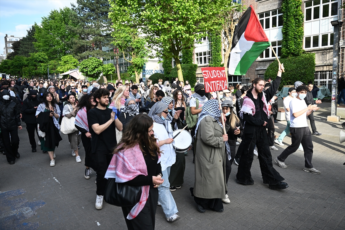 Belçika'da üniversite öğrencilerinden Filistin'e destek gösterisi