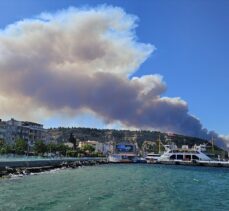 Çanakkale'nin Eceabat ilçesindeki orman yangınına müdahale ediliyor