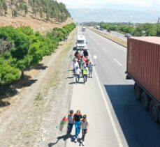 Kahramanmaraş'ta Gazze'ye destek için düzenlenen 40 kilometrelik yürüyüş sona erdi