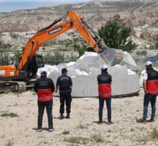 Kapadokya'da kaçak inşa edilen konaklama tesisi yıkıldı