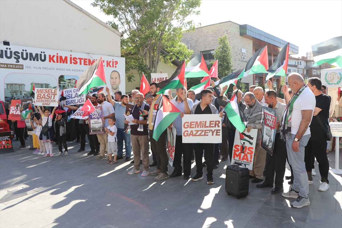 Niğde'de, İsrail'in Filistin'e yönelik saldırıları protesto edildi