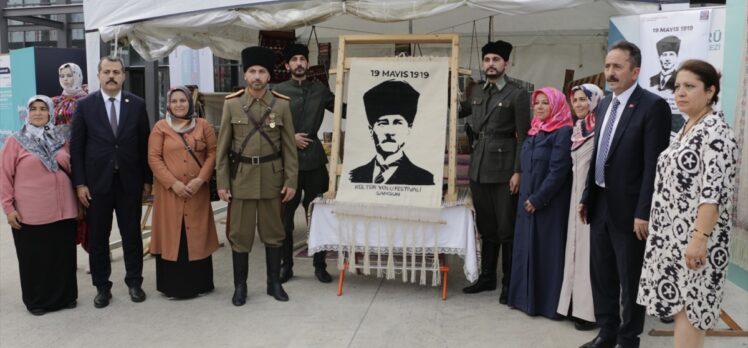 Samsun'da 155 bin ilmekle Atatürk'ün kilim portresi oluşturuldu