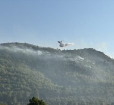 Bodrum'da kontrol altına alınan orman yangınında soğutma çalışmaları havadan görüntülendi