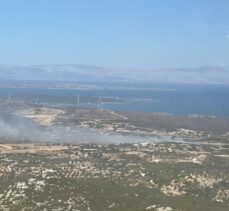 İzmir'in Çeşme ilçesinde makilik ve otluk alanda yangın çıktı