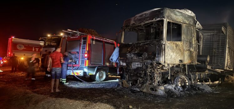 Tekirdağ'da tırda başlayıp anızlık alana sıçrayan yangın söndürüldü