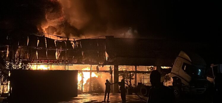 Hatay'da lastik deposunda yangın çıktı