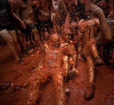 İspanya'nın La Tomatina festivalinde 120 ton domates kullanıldı