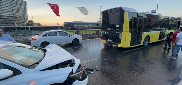 Şişli’de İETT otobüsüyle otomobilin çarpıştığı kazada 3 kişi yaralandı